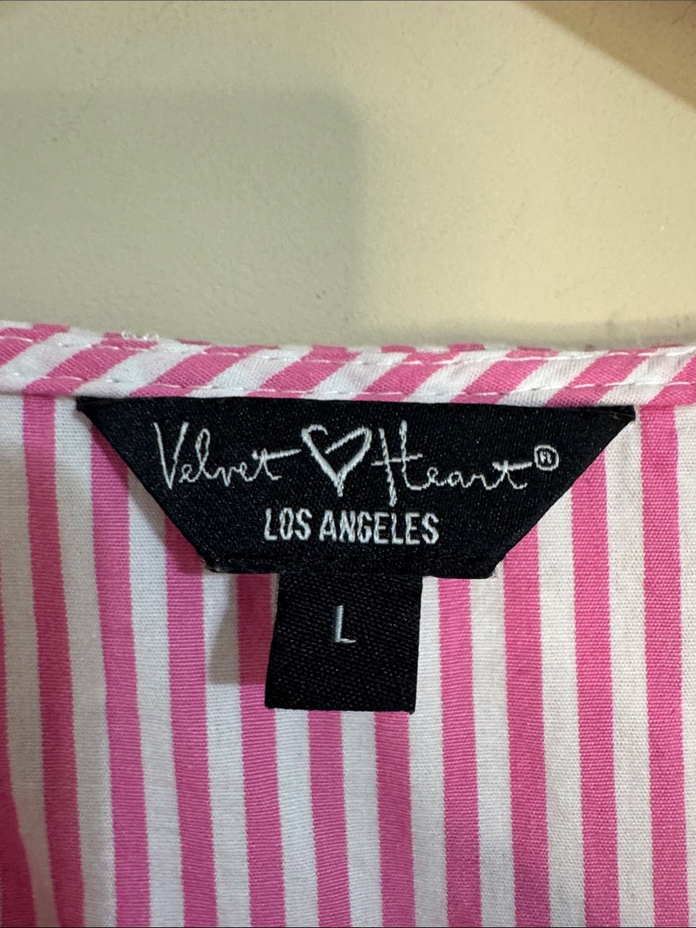 Women's Striped Peplum Bow-Front Top Pink White size L Coquette Feminine Whimsy - Picture 6 of 11